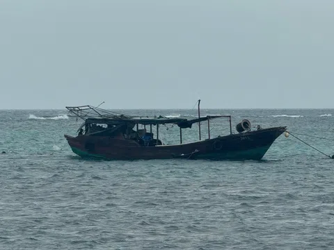 Ngư dân Quảng Ngãi phát hiện “tàu ma” trôi dạt trên biển.