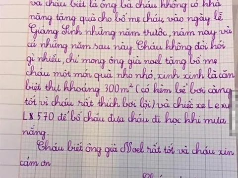 Cô giáo ra đề văn viết thư gửi ông già Noel, bài làm của học sinh khiến ai đọc cũng cười nghiêng ngả