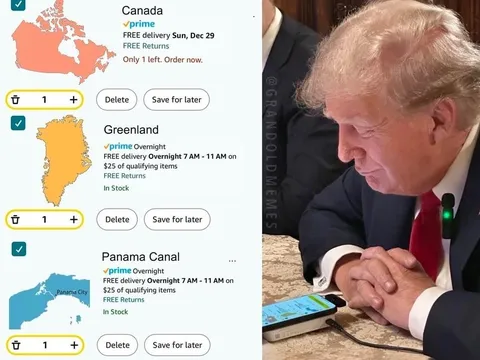 Quý tử nhà ông Trump gây "bão" mạng với bức ảnh bố  "mua" Canada, đảo Greenland và kênh đào Panama