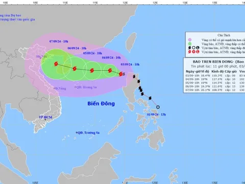 Bão Yagi vào Biển Đông, trở thành cơn bão số 3, giật cấp 16