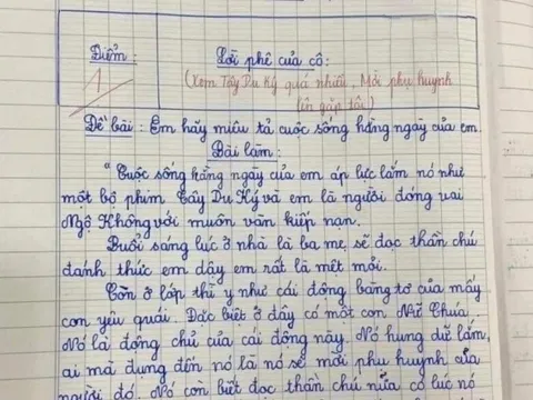 Bài văn 1 điểm của bé trai lớp 3 tả cuộc sống hàng ngày khiến cô giáo "đỏ mặt", lập tức mời phụ huynh đến trường