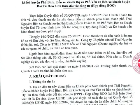 Thanh tra đề nghị thu hồi loạt dự án bến xe khách ở Thái Nguyên