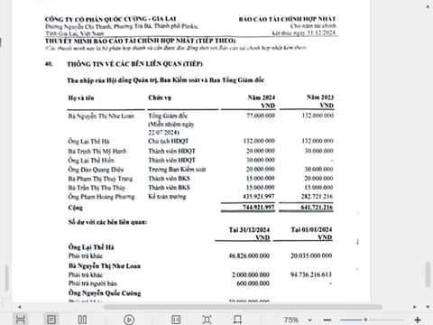 Bất ngờ mức thu nhập của lãnh đạo Quốc Cường Gia Lai (QCG)