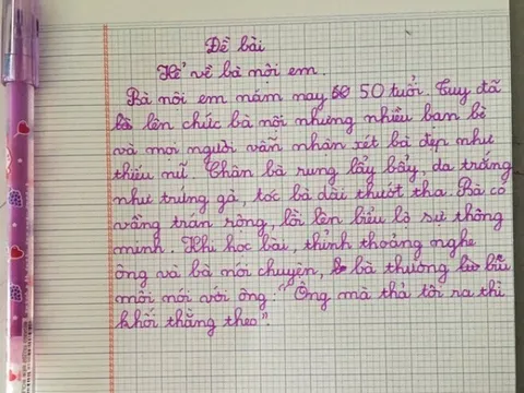 Bé lớp 2 khiến cõi mạng xôn xao với bài văn kể về vẻ đẹp “nhiều chàng trai theo đuổi” của bà nội
