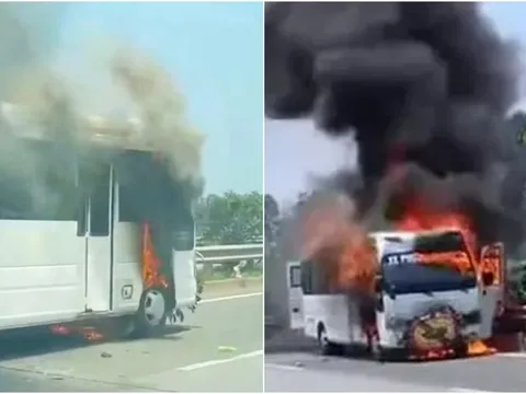 Clip: Xe chở đoàn đưa tang bốc cháy ngùn ngụt trên cao tốc Nội Bài - Lào Cai