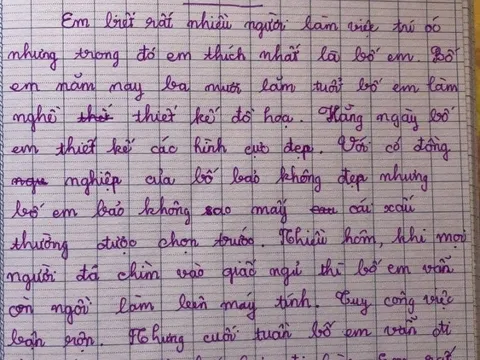 Bài văn tả “người bố lao động trí óc” của bé tiểu học đầy chân thực, cái kết khiến cô giáo ngã ngửa