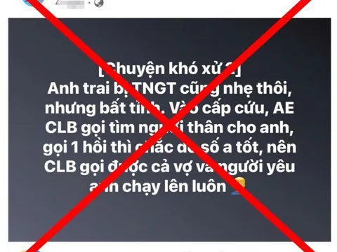 Thông tin "Anh trai bị tai nạn, bồ và vợ cùng tới chăm sóc": Sở Y tế nói gì?