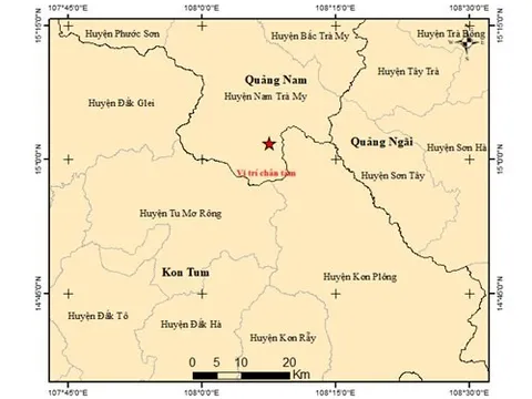 Xảy ra 13 trận động đất tại Quảng Nam và Kon Tum