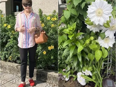 Vườn nhà đầy hoa của vợ cũ Đàm Vĩnh Hưng, có cây đào nặng trĩu quả do con trai tặng