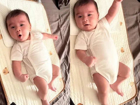 MC Mai Ngọc khoe quý tử mới 2 tháng tuổi đã biết "tám chuyện", bà ngoại sang thăm là có quà cho cháu