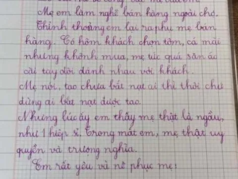Bé lớp 2 viết văn kể về “công việc của mẹ khiến em nể phục", cõi mạng đọc xong liền chỉ trích người mẹ