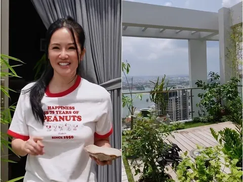 Khu vườn trên cao ở penthouse mới giúp Hồng Nhung "chữa lành" sau biến cố, Diva khoái chí thu hoạch "ngọc xanh"