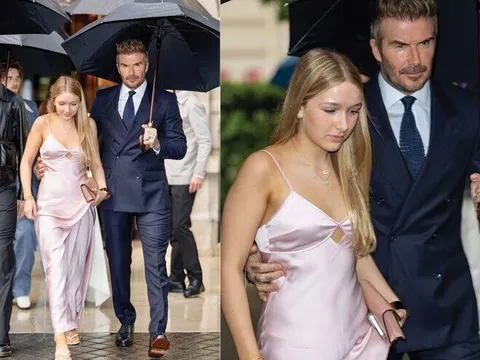 Mới 14 tuổi, con gái David Beckham lại gây xôn xao khi khoe mặc váy bó sát hở vai trần, Victoria lập tức vào "trêu"