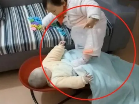 Chỉ 1 phút lơ là, người mẹ bật khóc khi chứng kiến cảnh con gái lớn bạo hành em sơ sinh