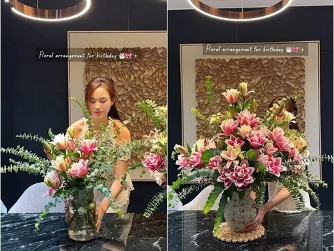 Hoa hậu Đỗ Thị Hà khoe clip cắm hoa trong căn hộ bạc tỷ nhưng bức ảnh phía sau khiến nhiều người "nổi da gà"