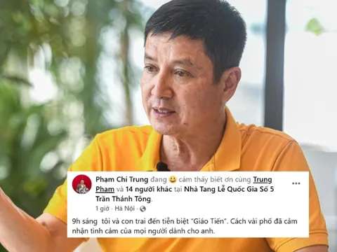 NSƯT Chí Trung đưa con trai đến viếng ông Hoàng Nam Tiến: "Hàng người dài dằng dặc, giàn giụa nước mắt"