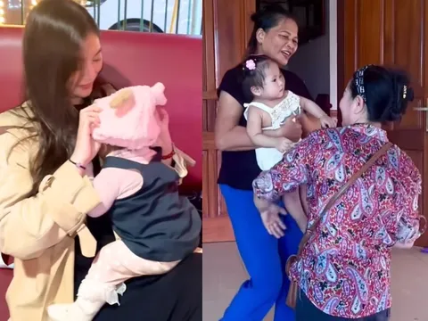 Thanh Trúc đưa con gái về thăm nhà chồng, ái nữ là "bản sao" của bố được bà nội bế bồng không rời tay