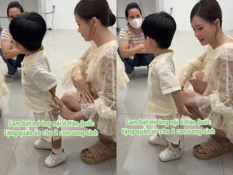 Bố chồng của Sam tặng quà cho 2 cháu nội song sinh, nàng dâu Việt được lòng gia đình bên Hàn