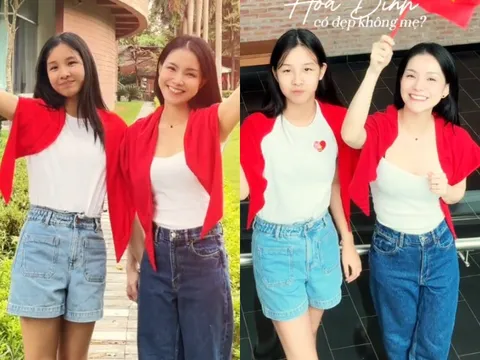 Con gái Hoa hậu Thùy Lâm trổ mã cao lớn phổng phao, bị góp ý vì diện trang phục ngắn khi thể hiện lòng yêu nước