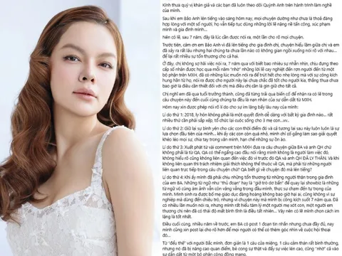 Phạm Quỳnh Anh công khai việc gia đình Bảo Anh từng làm tổn thương mình, trực tiếp nhắc đến "ông bầu" Quang Huy