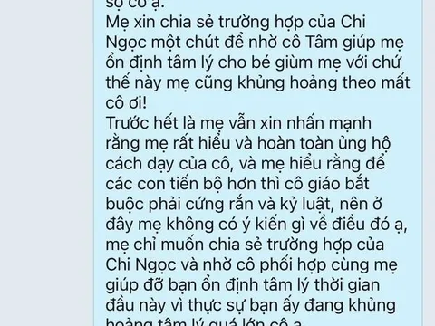 Nuôi cô con gái “sống trong môi trường chưa từng bị quát” giờ đi học lớp 1 hoảng sợ, mẹ Hà Nội nhắn tin cho cô giáo khiến CĐM tranh cãi