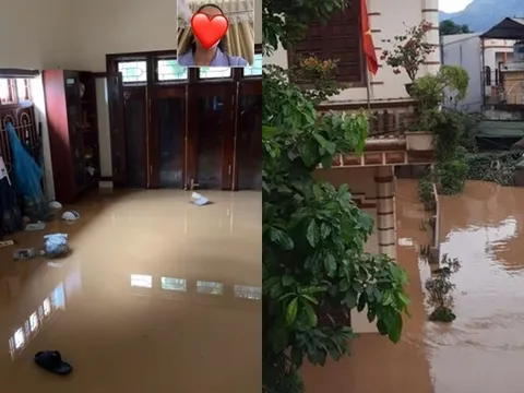 Nhà Hoa hậu Lương Thùy Linh ở Cao Bằng ngập sâu trong nước lũ, nàng hậu cùng mẹ giám đốc hoãn kế hoạch tặng quà Trung thu