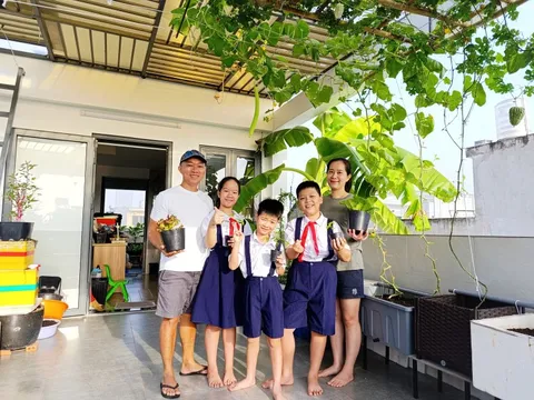 Ông bố 3 con Sài Gòn là kỹ sư IT, trồng rau sân thượng từ nhà đến công ty, mảnh vườn nào cũng xanh tốt
