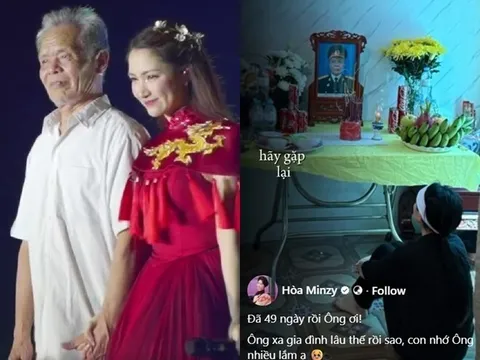 Hòa Minzy nghẹn ngào trong lễ cúng 49 ngày mất của ông nội là Thiếu tá quân đội, xót xa khi nghe tin lũ lớn ở Bắc Ninh