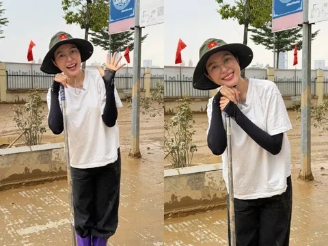 Mặc áo trắng đi dọn bùn sau lũ ở Thái Nguyên, Hoa hậu sinh năm 2003 bị nói "làm màu"