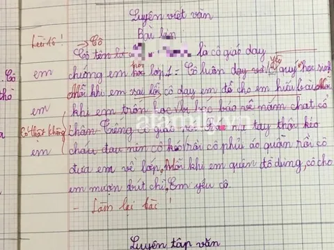 Viết văn tả cô giáo nhưng lại tiết lộ “bí mật” liên quan đến bác bảo vệ, bé học sinh bị gạch đỏ bài