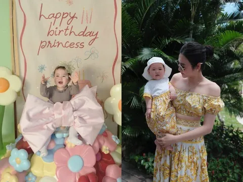 Á hậu Tú Anh làm tiệc thôi nôi cho con gái sinh với chồng thiếu gia, "tiểu công chúa" khiến BTV Thụy Vân xuýt xoa