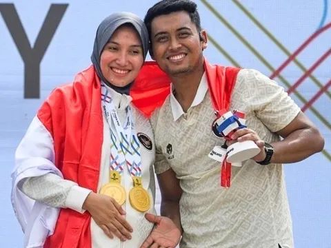 Cô gái bế bụng bầu giành huy chương vàng SEA Games, chồng cũng là VĐV chuyên nghiệp lại vô cùng điển trai