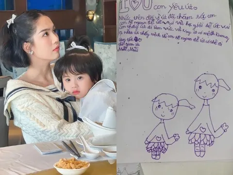 Ngọc Trinh xúc động vì bức thư tay với nét chữ xiêu vẹo của con gái, mới 6 tuổi hiểu chuyện hứa sẽ học giỏi