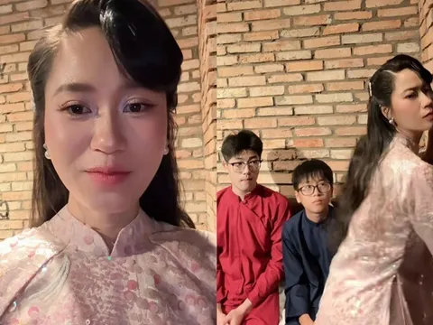 Hậu giảm cân, Lâm Vỹ Dạ U40 nhảy lắc hông như gái 18, biểu cảm của hai con trai lớn đằng sau gây chú ý