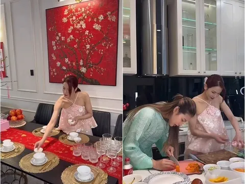 Diệp Lâm Anh xinh đẹp vào bếp được khen cả mùa Tết, fan lại kêu: "Chị có thôi đi không?"
