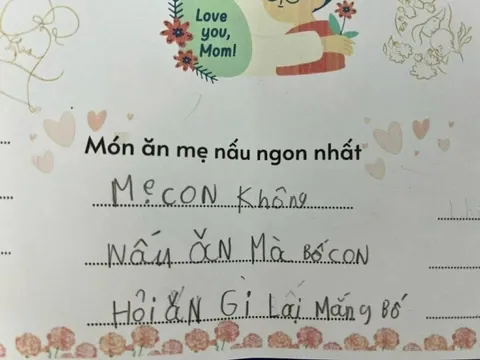 Cười ngất với tấm thiệp bé tả mẹ: Mẹ con chỉ thích nhiều tiền, không nấu ăn nhưng bố hỏi ăn gì thì mắng bố