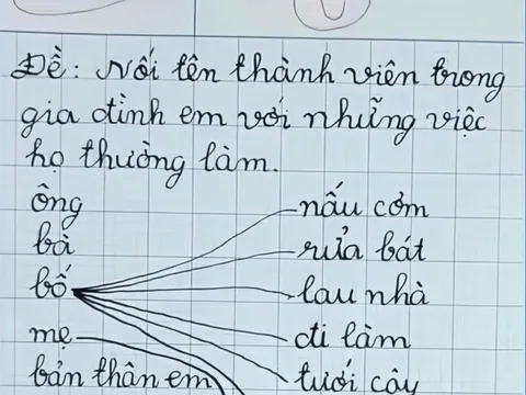 Bé học sinh đạt điểm 9 bài tập tiếng Việt nói về gia đình, lời phê của cô giáo khiến mẹ “đỏ mặt”