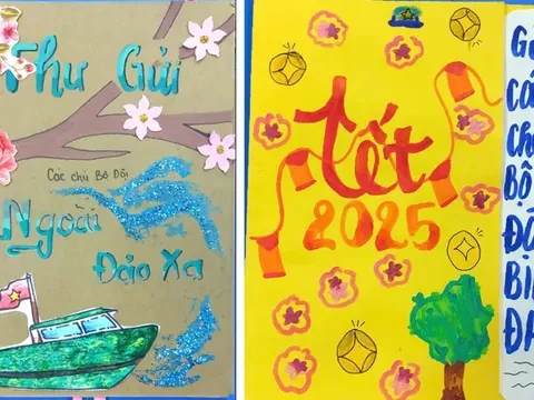 Học sinh Thủ đô viết thư, làm bưu thiếp gửi bộ đội Trường Sa dịp Tết