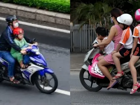 Tài xế xe máy sẽ bị phạt tới 14 triệu đồng, trừ 10 điểm GPLX nếu chở trẻ em trong trường hợp này