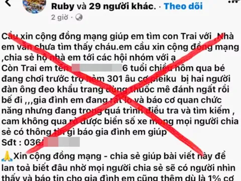 Thực hư thông tin bé trai 6 tuổi bị đánh thuốc mê rồi bắt cóc