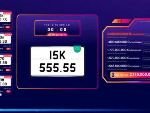 Một người bất ngờ trúng đấu giá biển số 15K-555.55 hơn 2,1 tỷ đồng