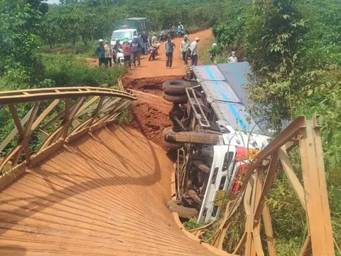Lâm Đồng: Ôtô tải chở 5 tấn phân gà đi qua cầu dân sinh thì bị sập, sức khỏe hiện tại của tài xế