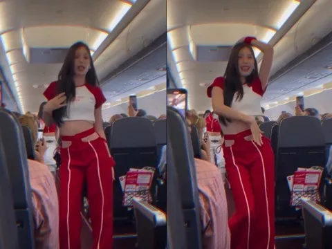 Nữ tiếp viên hàng không diện áo ngắn cũn nhảy múa khoe eo trên máy bay, mạng xã hội dậy sóng