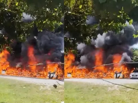 Xe điện du lịch đang sạc thì phát nổ thiêu rụi 9 xe điện du lịch khác và 1 ô tô Mazda: Hiện trường tan hoang, chỉ còn tro tàn, khung trơ trọi