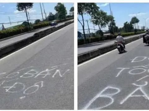 Ai đã dùng sơn xịt dòng chữ “bắn tốc độ”, “có bắn tốc độ” trên mặt đường Lê Quang Đạo?