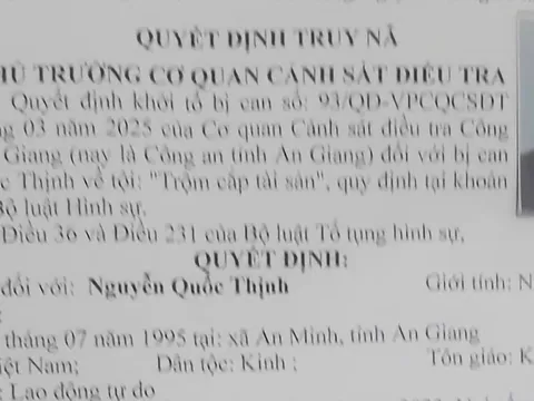 Kẻ trộm 17kg mực khô ở An Giang đang bị truy nã sinh năm bao nhiêu?