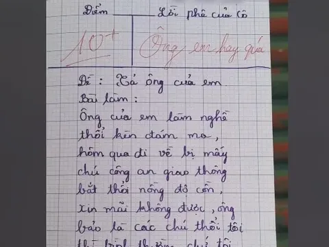 Đọc nội dung bài văn "tả ông nội làm nghề thổi kèn đám ma", cô giáo quyết định chấm 10 điểm vì điều này