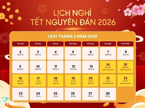 Lịch nghỉ Tết Nguyên đán năm 2026, người lao động sẽ nhận được thông báo sớm nhất khi nào?