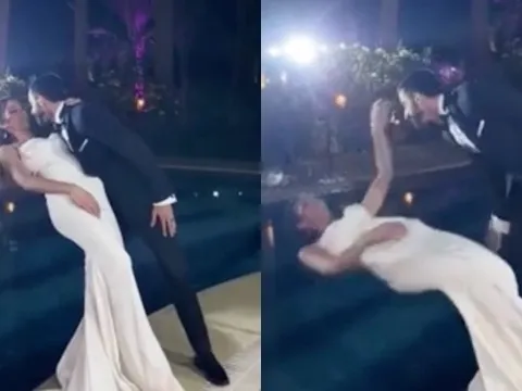 Clip: Chú rể bất ngờ buông tay khiến cô dâu rơi tõm xuống hồ, cộng đồng mạng dậy sóng vì hành động nhẫn tâm