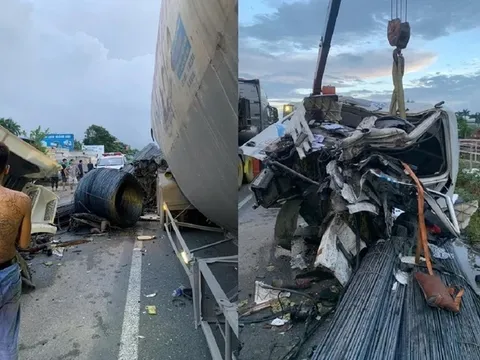 Va chạm liên hoàn trên Quốc lộ 5, tài xế gãy chân, cabin xe đầu kéo nát bét
